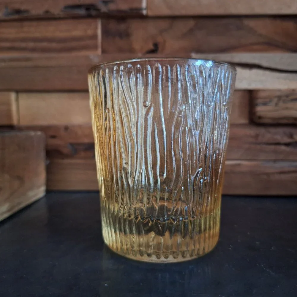 Textured Glass Tumblers Tree Bark Design Brown Tint Rustic Vintage Replacements